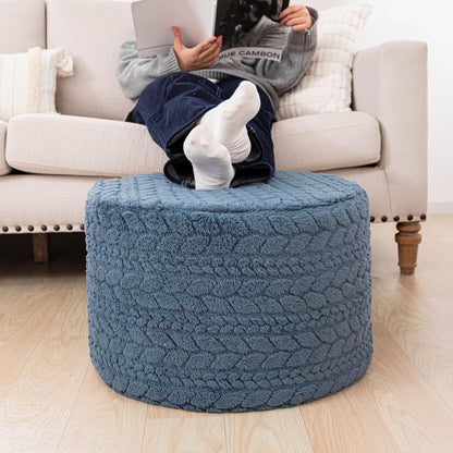 Round Pouf Ottoman 20 x 20 x 14 Inches Boho Poof Home Decor Floor Pouffe Ottoman Foot Rest for Couch Sofa Bean Bag Chairs Living Room Bedroom (Green)