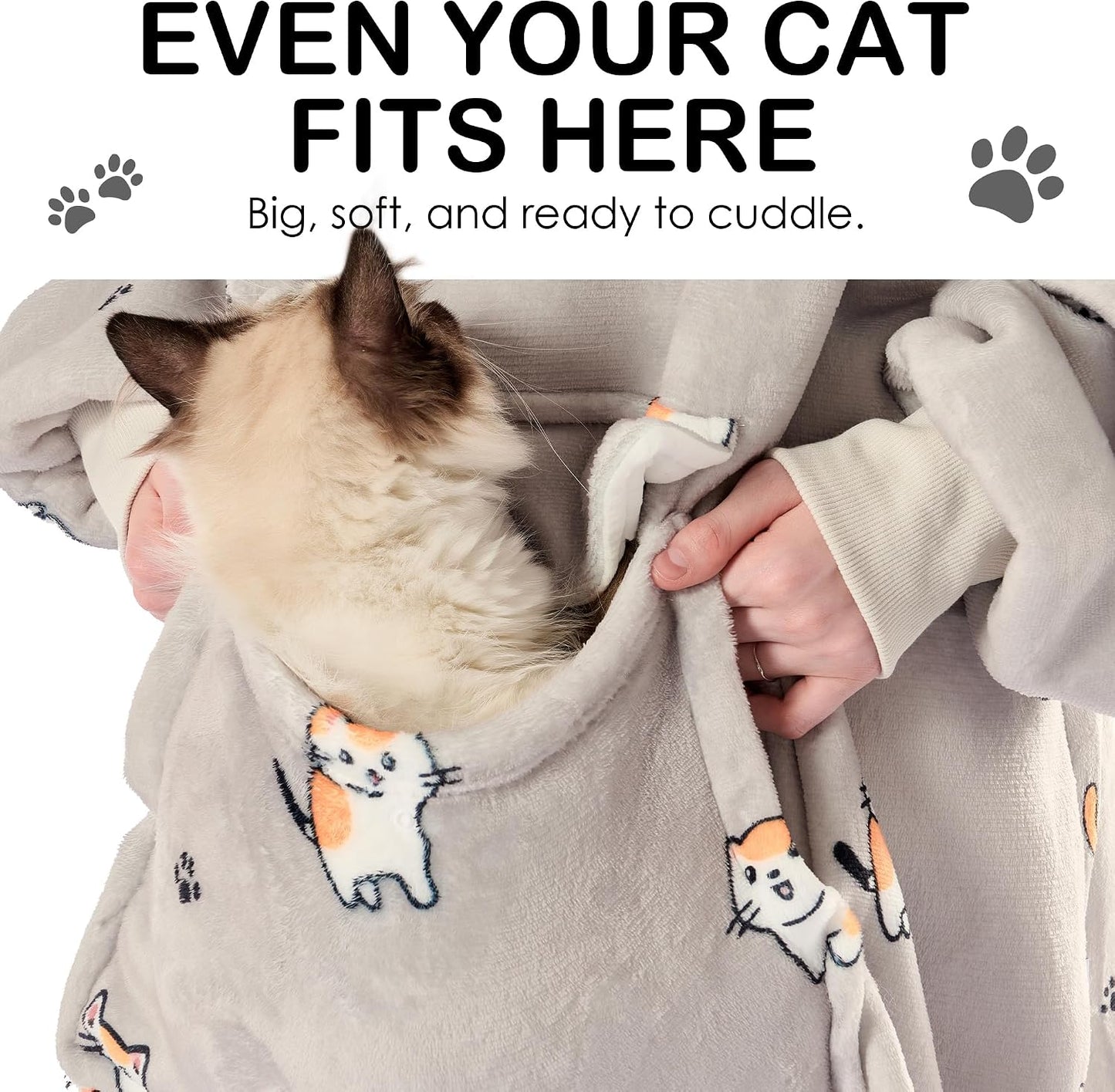 Krifey Wearable Blanket Hoodie, Oversized Sherpa Hooded Blanket for Adults | Soft sherpa fleece with sleeves and pocket; oversized fit for lounging, WFH, camping, Christmas and white elephant gifts.