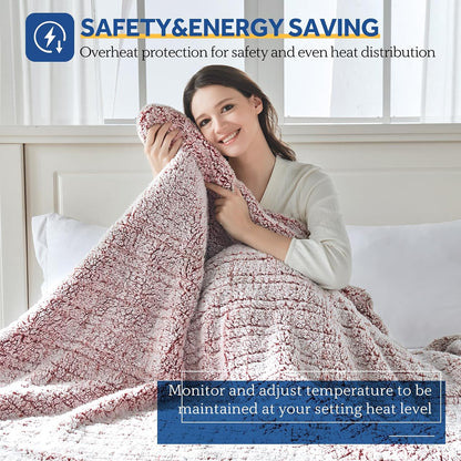 Sealy Electric Blanket Heated Throw 50"x60" Soft Double Sherpa Super Cozy with 6 Fast Heating Levels & 2-10 Hours Auto-Off, Over-Heat Protection, Machine Washable, Charcoal