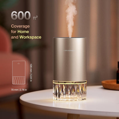 Airversa Waterless Essential Oil Diffuser for Home Room Desk Car Air Freshener Diffuser, Up to 600 sq ft, Battery Operated, Mist Level and Timer Settings, 100mL Capacity, Cold Air, RD1 Black