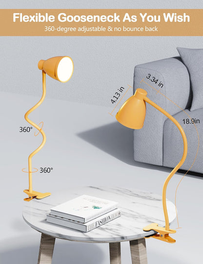 BOHON Desk Lamp with Clamp, Clip on Light, 5 Color 10 Brightness, Teal
