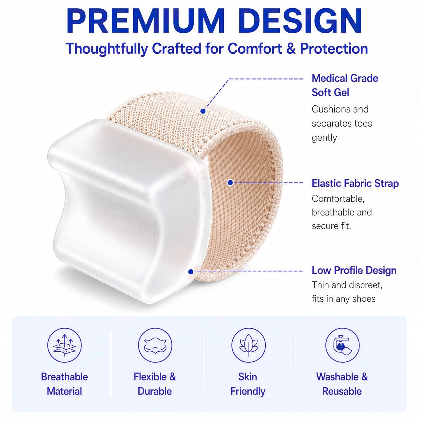 Big Toe Spacers,Hallux Valgus Corrector,Relieve Bunion Pain,Prevent Overlapping Toes, All-Day Comfort for Men & Women, Fits in Shoes.