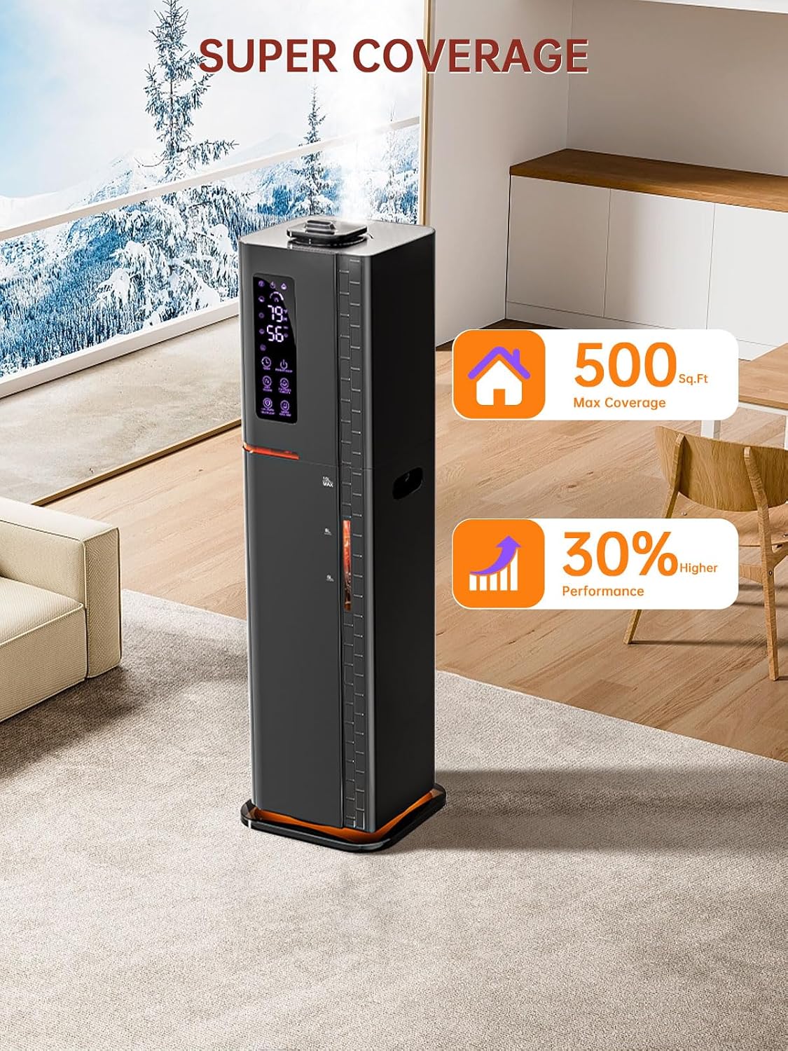 2.64Gal Humidifiers for Bedroom, Warm and Cool Mist up to 500ft², Top Fill Diffuser Ambient Light, 3 Mist Modes, 24H Timer, 35dB Quiet Humidifier for Large Room Home Office Plants