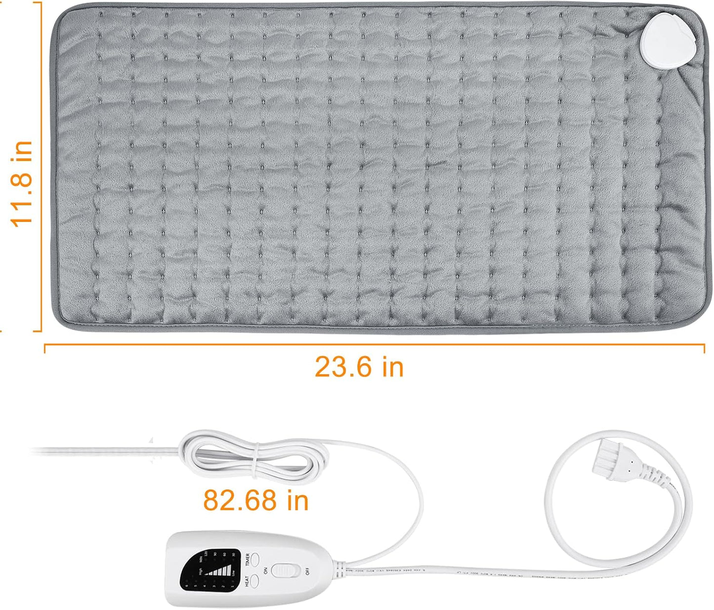 Electric Heating pad with 6 Heat Settings, Auto Shut Off, Dry Electric Heating for Back Neck Knee Arms Legs Shoulder Heat Pads for Christmas Birthday Father Mother's Day (24"X12", Gray Green)