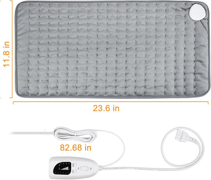 Electric Heating pad with 6 Heat Settings, Auto Shut Off, Dry Electric Heating for Back Neck Knee Arms Legs Shoulder Heat Pads for Christmas Birthday Father Mother's Day (24"X12", Gray Green)