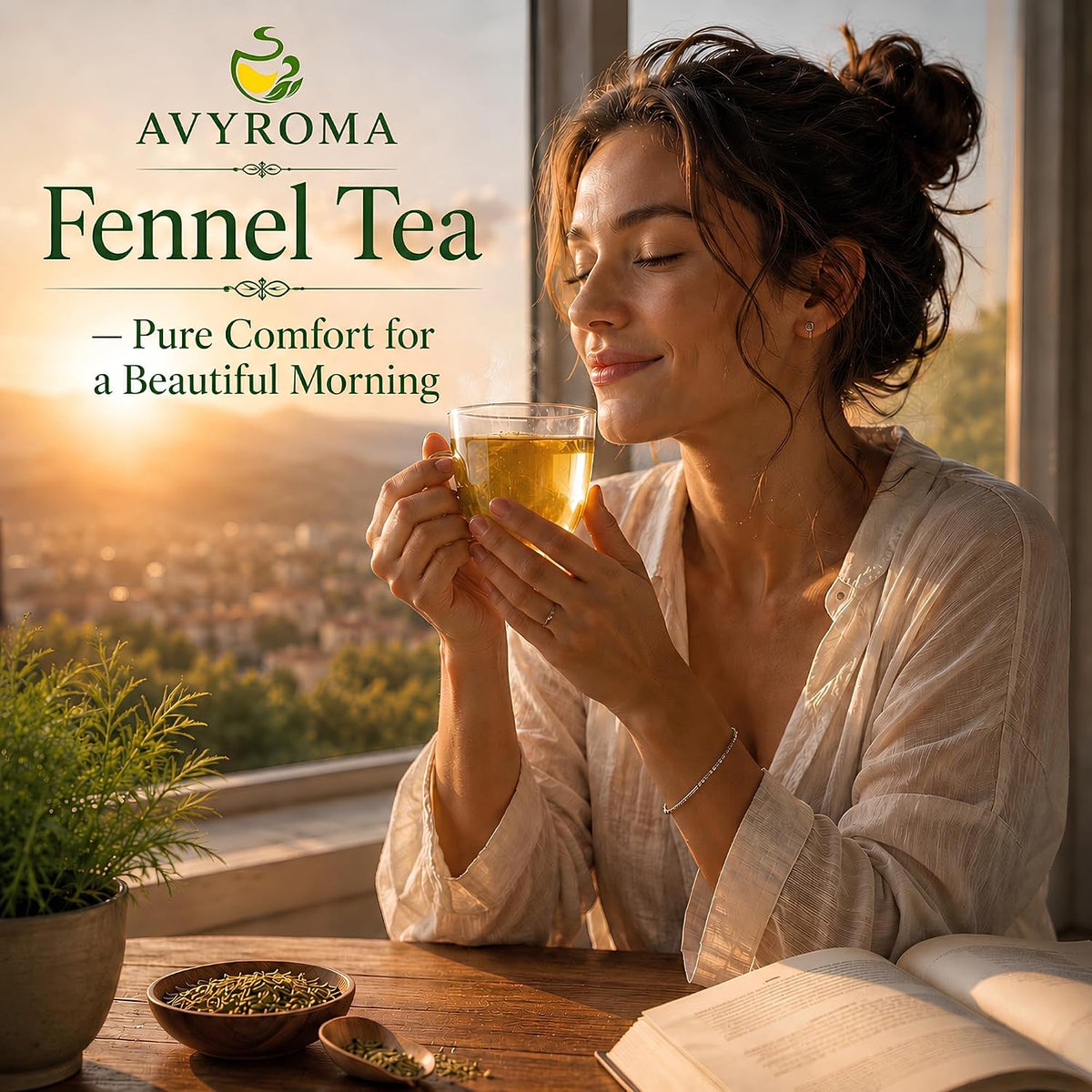 AVYROMA Premium Organic Fennel Seed Tea - Natural Herbal Infusion for Detox, Digestive Health - Caffeine-Free, Herbal Tea, 100% Pure and Natural Ingredients, 30 Teabags