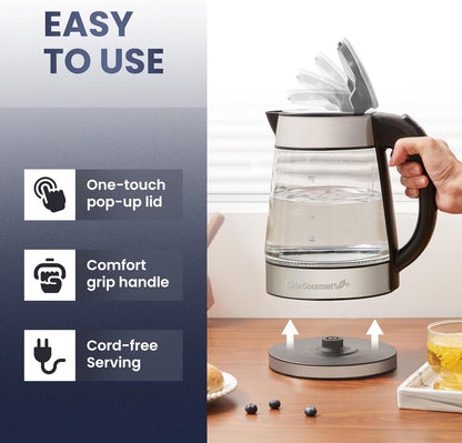 Elite Gourmet EKT5051 1.7L Electric Water Kettle, BPA-Free Fast Boil, Black