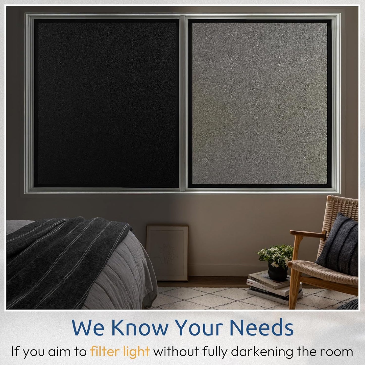 rabbitgoo Blackout Window Film Room Darkening Light Blocking 17.5" x 78.7" | Removable Static Cling without Glue, Tint & Privacy Film for Window Inside, Day & Night Sleep for Home Garage Bedroom House