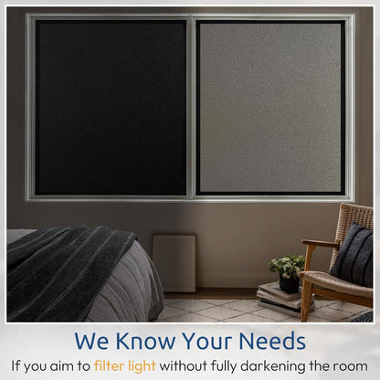 rabbitgoo Blackout Window Film Room Darkening Light Blocking 17.5" x 78.7" | Removable Static Cling without Glue, Tint & Privacy Film for Window Inside, Day & Night Sleep for Home Garage Bedroom House