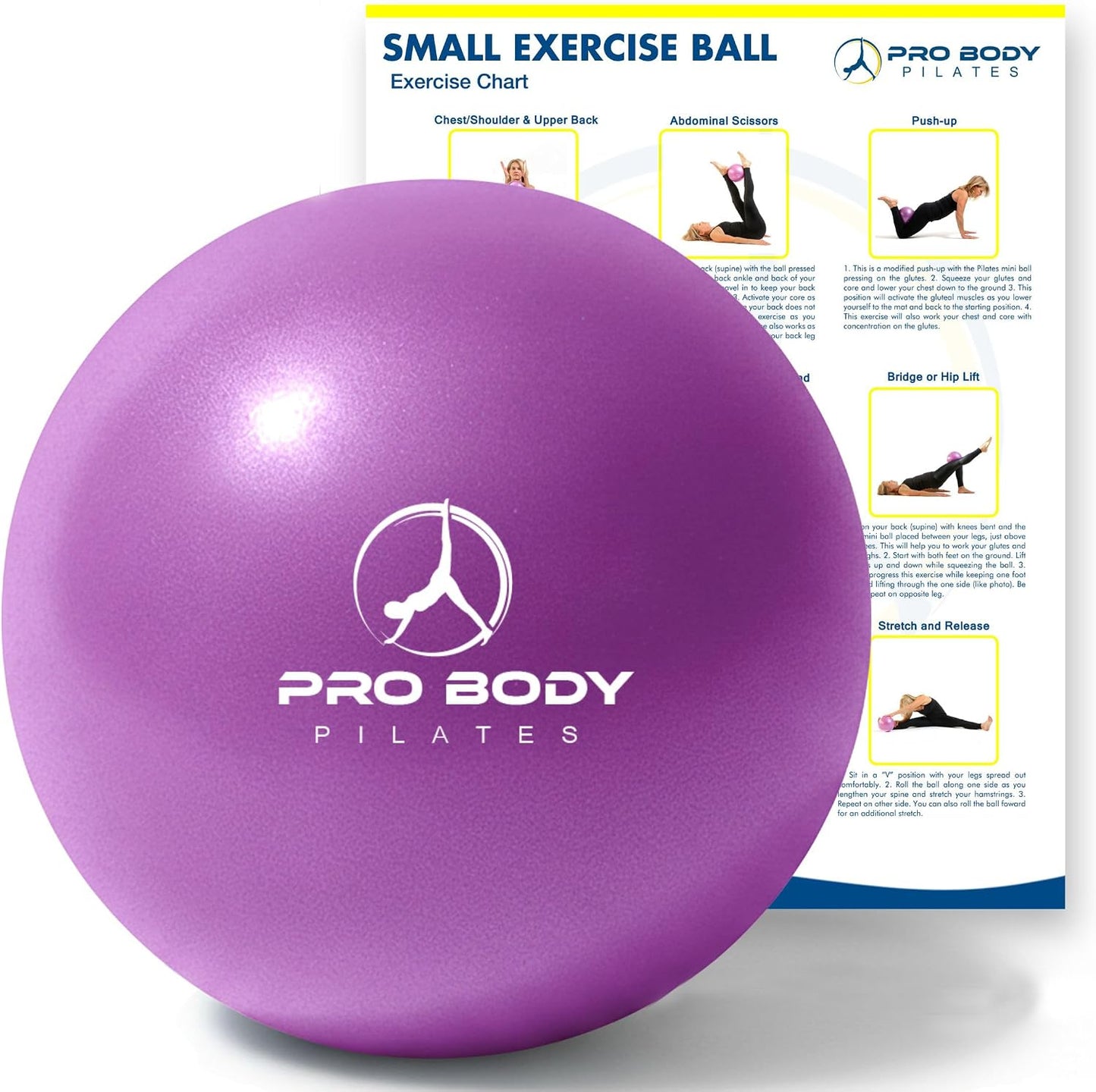 ProBody Pilates Small Exercise Ball - 9 Inch Workout Ball for Stability, Barre, Yoga, Core & Physical Therapy