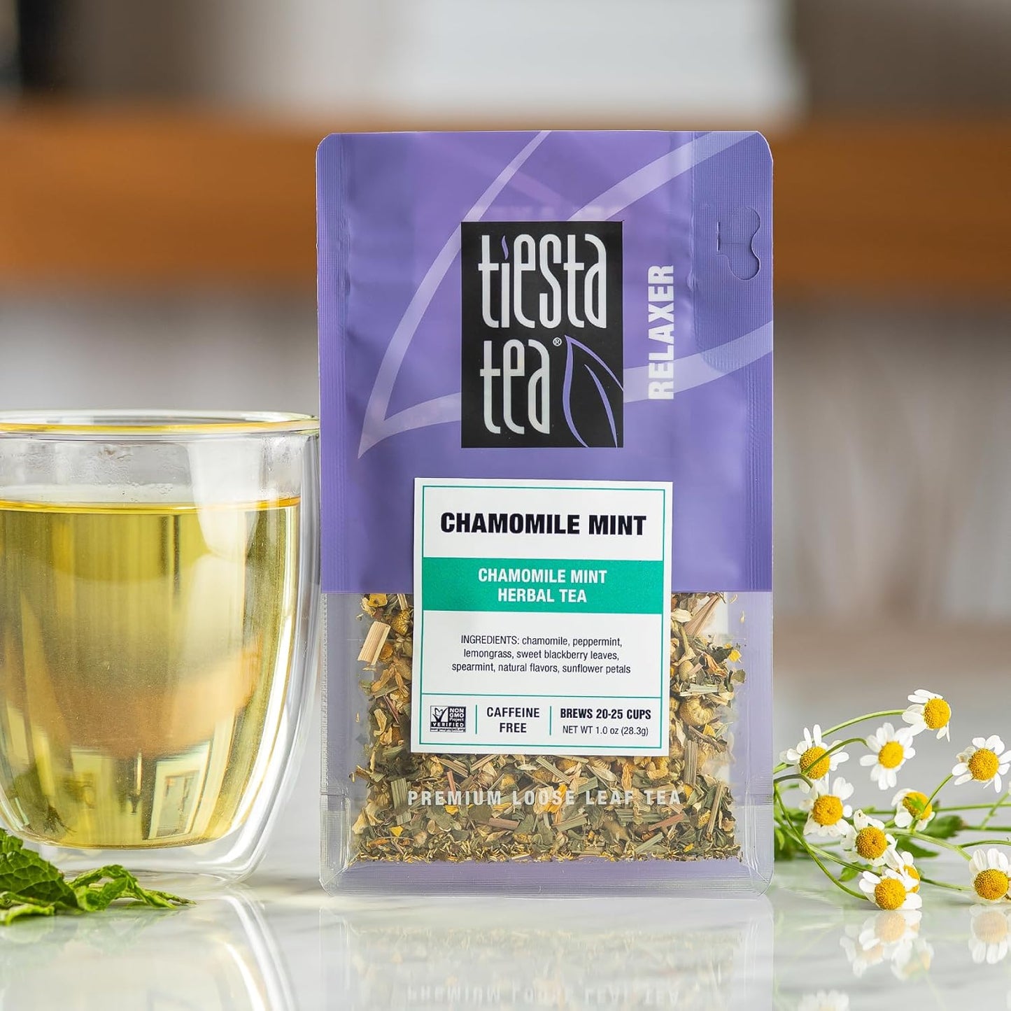 Tiesta Tea - Lavender Chamomile Herbal Tea, Loose Leaf, Calming Blend with Chamomile and Lavender, Caffeine-Free Herbal, Great for Hot or Iced Brews, Resealable Bulk Pouch, 200 Cups, 8 Ounce