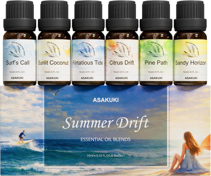 ASAKUKI Essential Oils for Diffuser –6 Mood Essential Oil Blends (Breathe, Uplift, Sensual, Balance, Unwind, Rest) for Morning to Night Rituals, Home & Daily Use-Thoughtful Gift