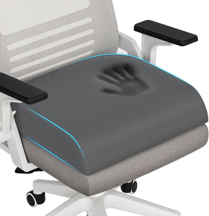 TranquilRelax Large Seat Cushion, Memory Foam Cushion for Long Sitting Hours on Office Chair, Car Seat, Non-Slip Chair Pad for Sciatica, Coccyx, Tailbone Pain Relief & Post-Surgery Recovery (Black)