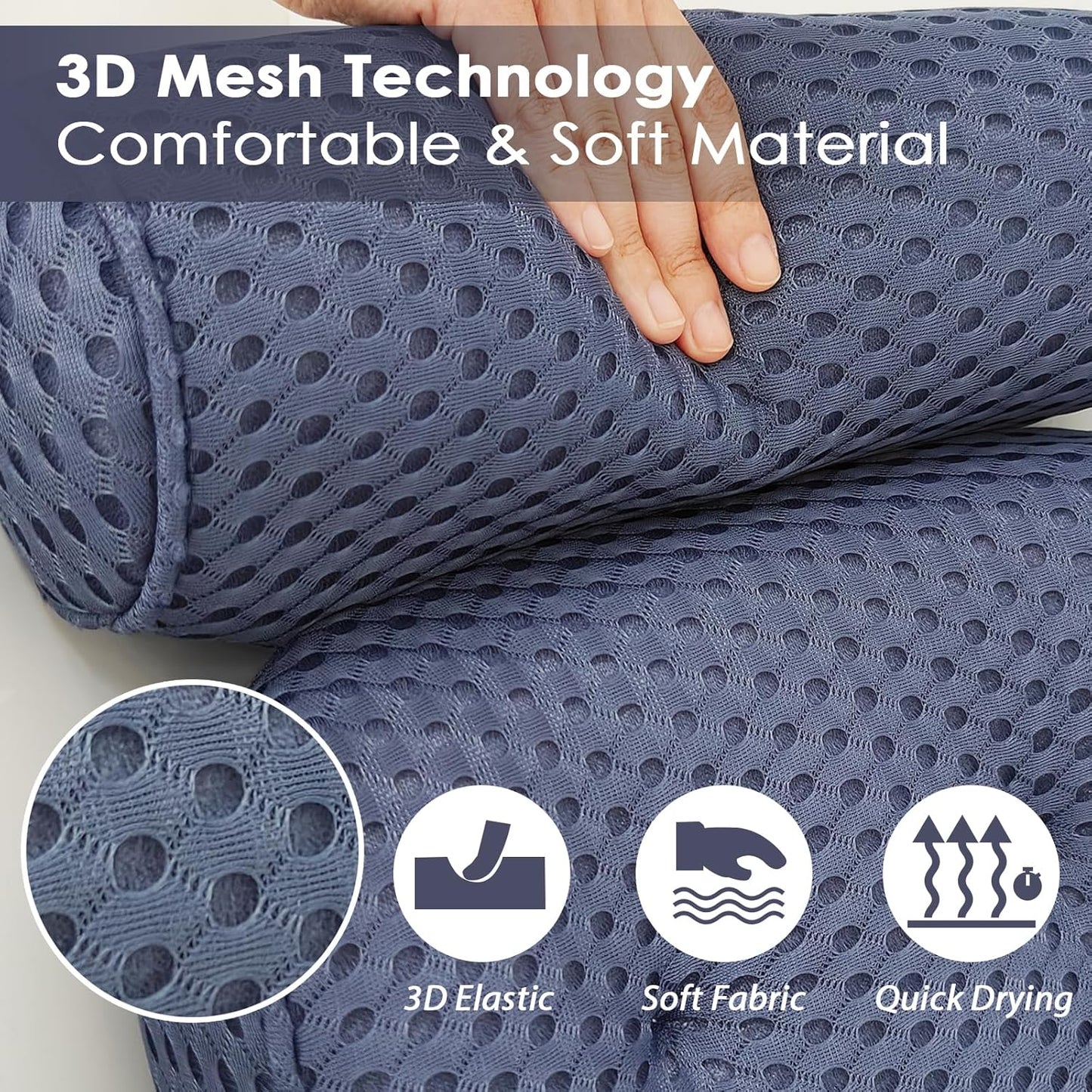 AEROiVi Luxury Bath Pillows for Tub，Bath Pillow Bathtub Pillows for Head and Neck Support Bath Cushion Made from Soft Spacer Mesh Material with Suction Cups,Gray