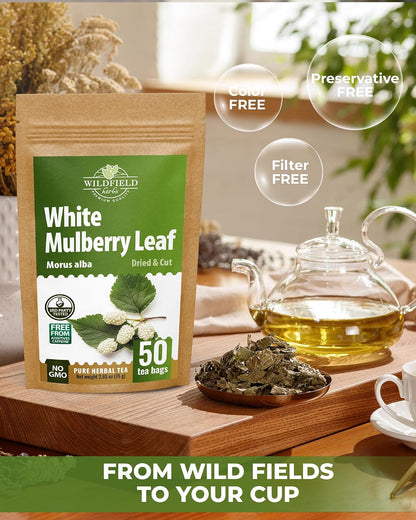 50 Bags White Mulberry Tea Mulberry Leaf Herbal Tea (Morus Alba) - 50 Count 1.5g Bags Herb Hoja De Morera