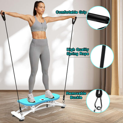 KINMAC 2-in-1 Rocking Stepper with Resistance Bands, Portable Balance Board for Exercise at Home, Quiet Mini Stair Stepper with LCD Monitor, Ski Trainer for Workout Home Gym