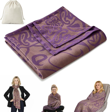 Travel Blanket Airplane - Ultra Soft & Lightweight Knit Design Compact Airplane Blanket,53x72 Inch,Stylish Travel Shawl Wraps for Flights,Office,Home Use,Travel Essentials & Gifts