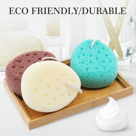 Body Bath Sponges for Women, Soft & Gentle Exfoliating, 3‑Pack