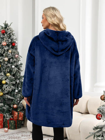 Wearable Blanket Hoodie Gifts for Women Men, Oversized Blanket Sweatshirt Cozy Fleece Blanket with Dog Giant Pocket