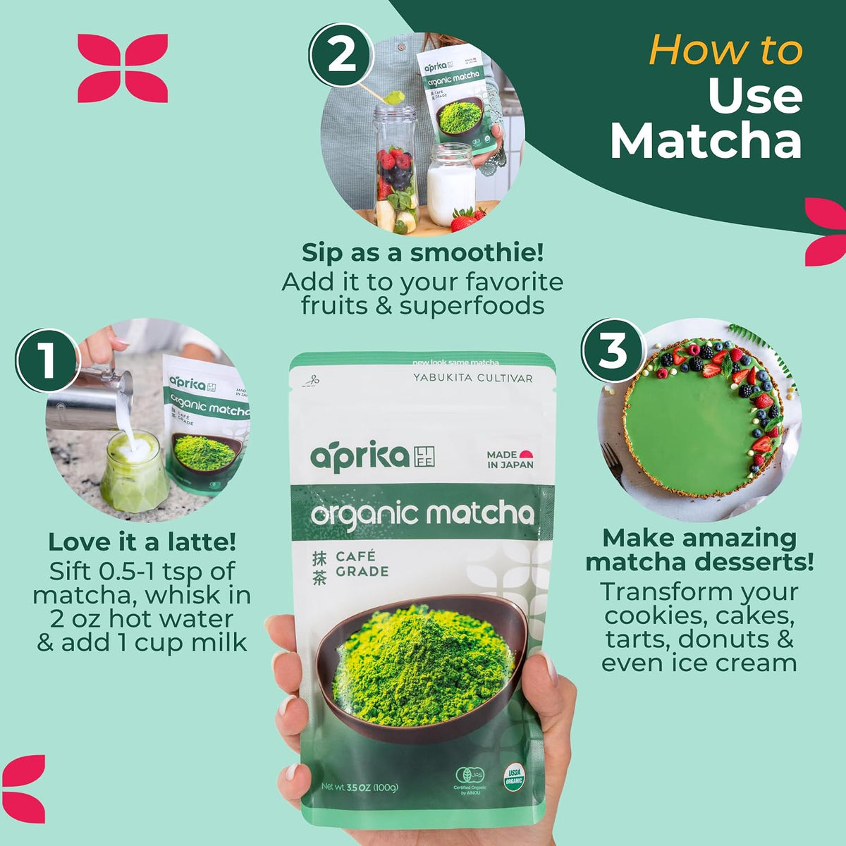 AprikaLife Sweet Matcha Latte Mix - 1st Harvest Ceremonial Grade - 6.4 oz