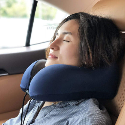 MLVOC Neck Pillow for Traveling, Upgraded 100% Pure Memory Foam Travel Neck Pillow for Airplane Flight Sleep, Breathable & Machine Washable Cover, Travel Kit with 3D Eye Mask, Earplugs & Bag, Black
