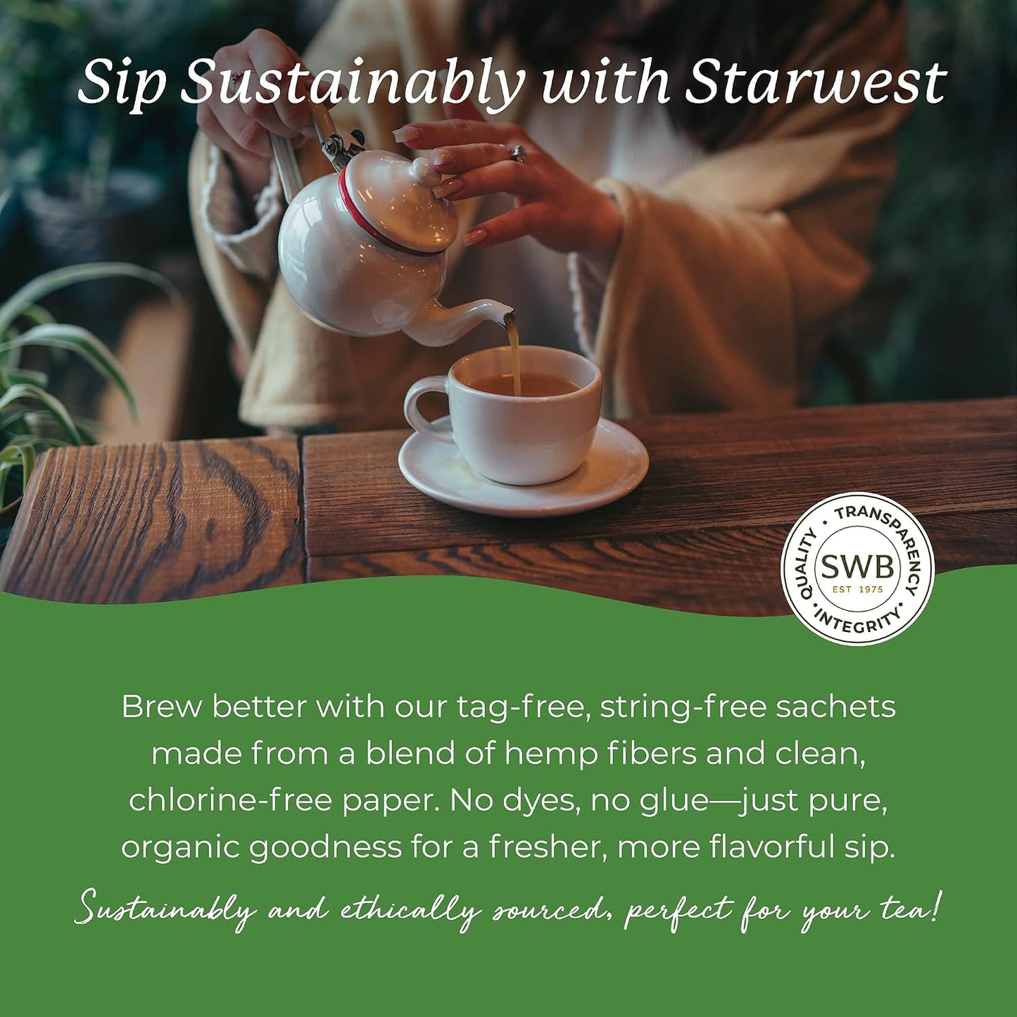 Starwest Botanicals Organic Hibiscus Tea - Caffeine Free Herbal Tea, String Free Sachets, USDA Organic Hibiscus Flower, Non GMO - Bulk Pack, 100 Bags
