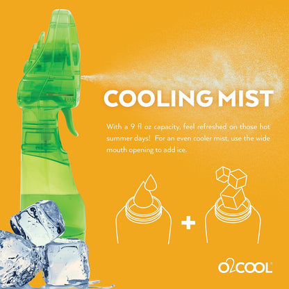 O2COOL Deluxe Handheld Misting Fan Battery Powered Green
