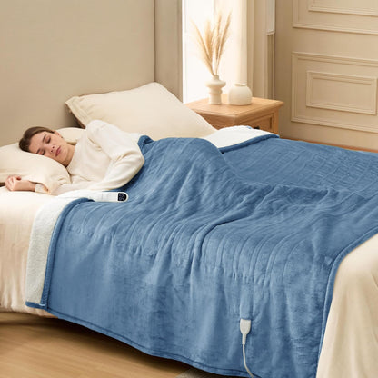 Bedsure Heated Blanket Throw Blanket with Preheat Function - Fast Heating Electric Blanket, Soft Flannel Throw with 6 Time Settings(Up to 10H), 6 Heating Settings, Gifts for Grandma (50"x60", Cream)