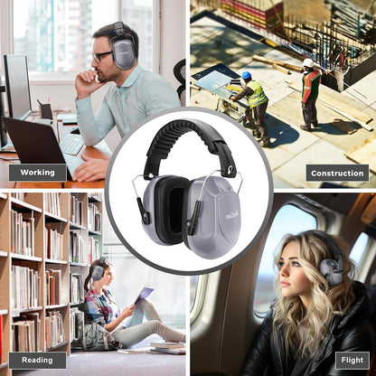 ProCase NRR 28dB Noise Reduction Ear Muffs, Foldable Adjustable Passive Noise Cancelling Headphones for Adults Kids Autism, Hearing Protection for Shooting, Construction, Mowing, Studying -Black - Colors B