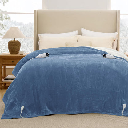 Bedsure Heated Blanket Throw Blanket with Preheat Function - Fast Heating Electric Blanket, Soft Flannel Throw with 6 Time Settings(Up to 10H), 6 Heating Settings, Gifts for Grandma (50"x60", Cream)