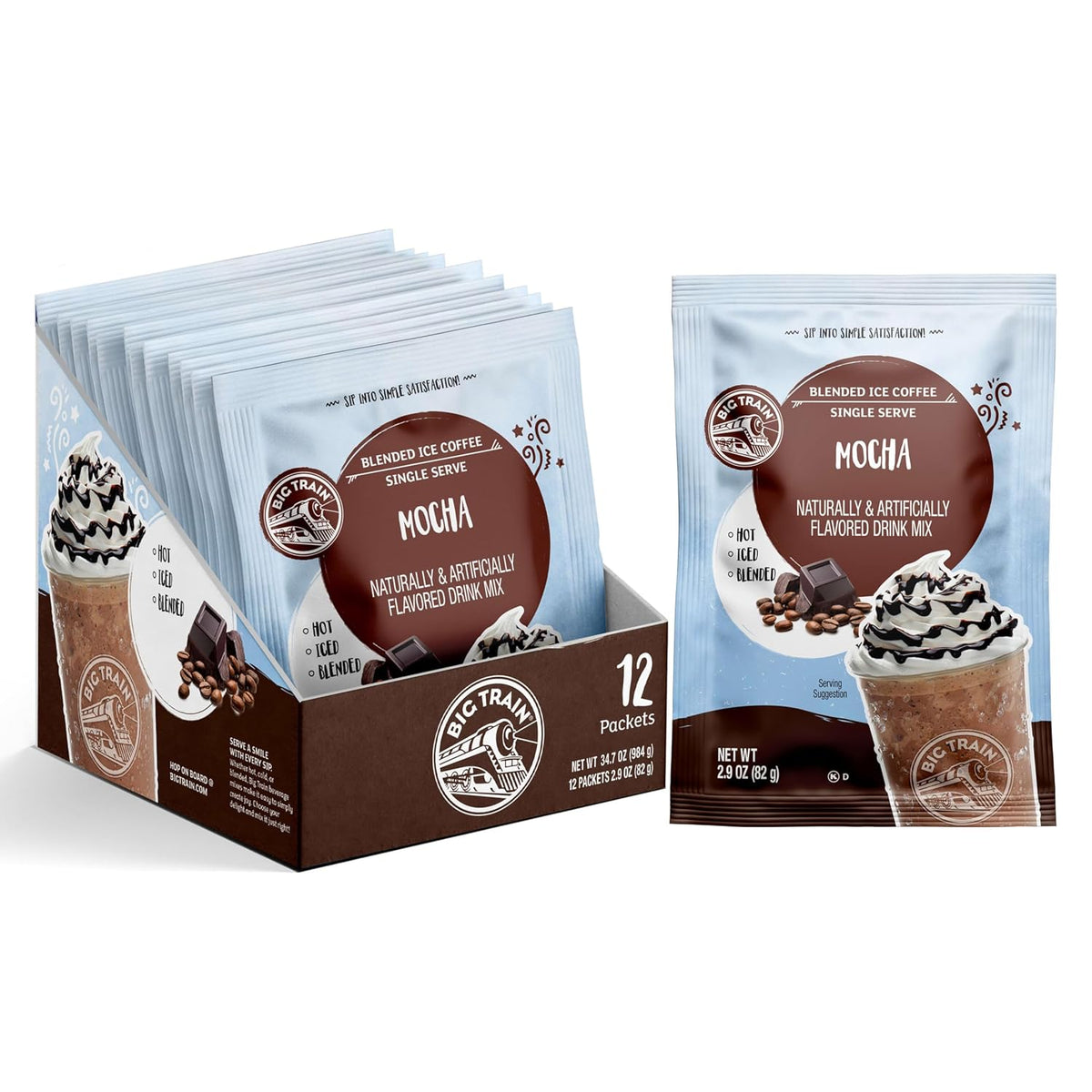 Big Train Spiced Chai Tea Latte Beverage Mix, 2.9 oz Packets (Pack of 12)