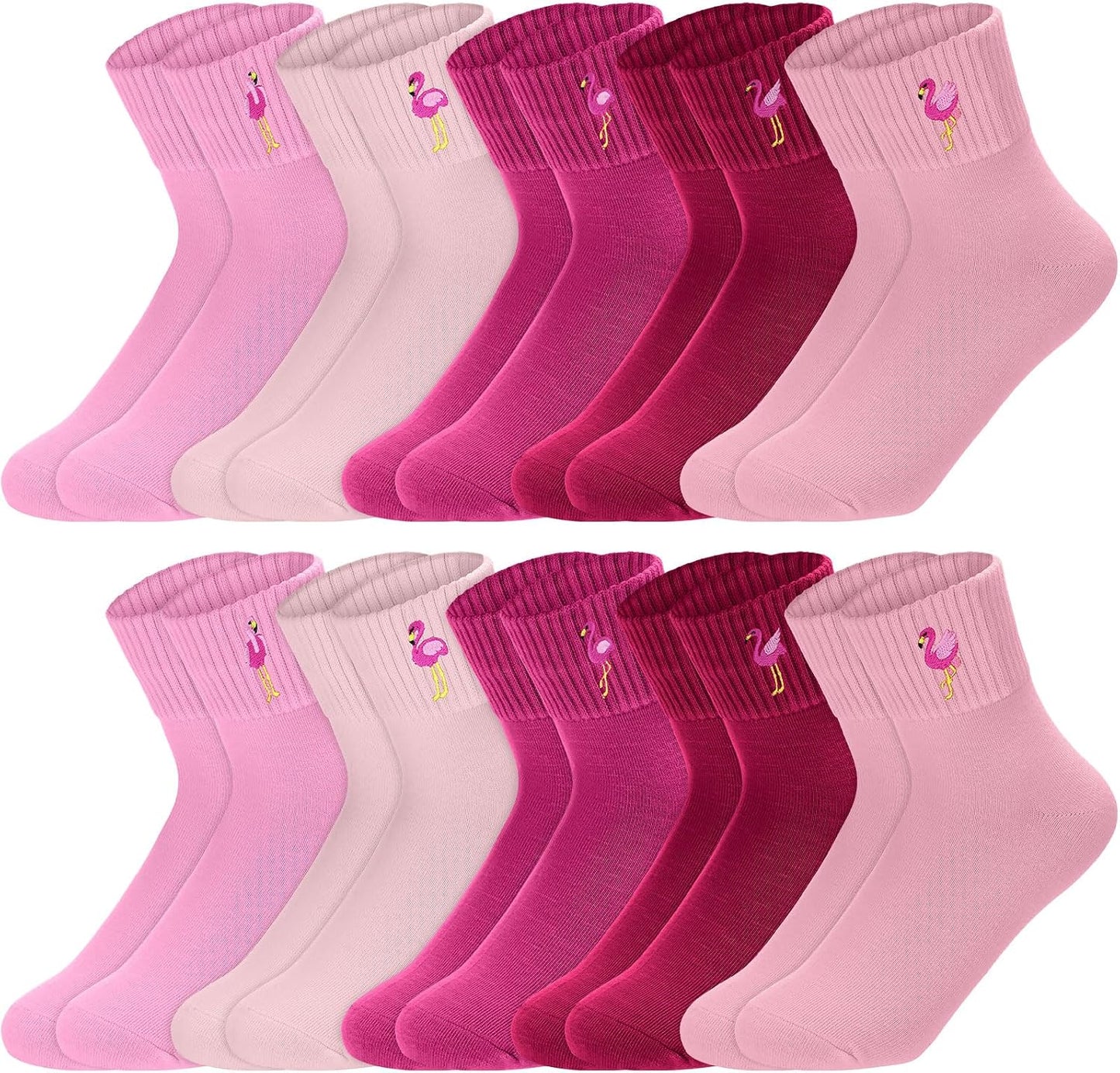 Eurzom 10 Pairs Socks Womens Crew Elastic Ankle Length Cotton Socks Aesthetic Cute Lightweight Low Cut Gifts for Women - Colors B