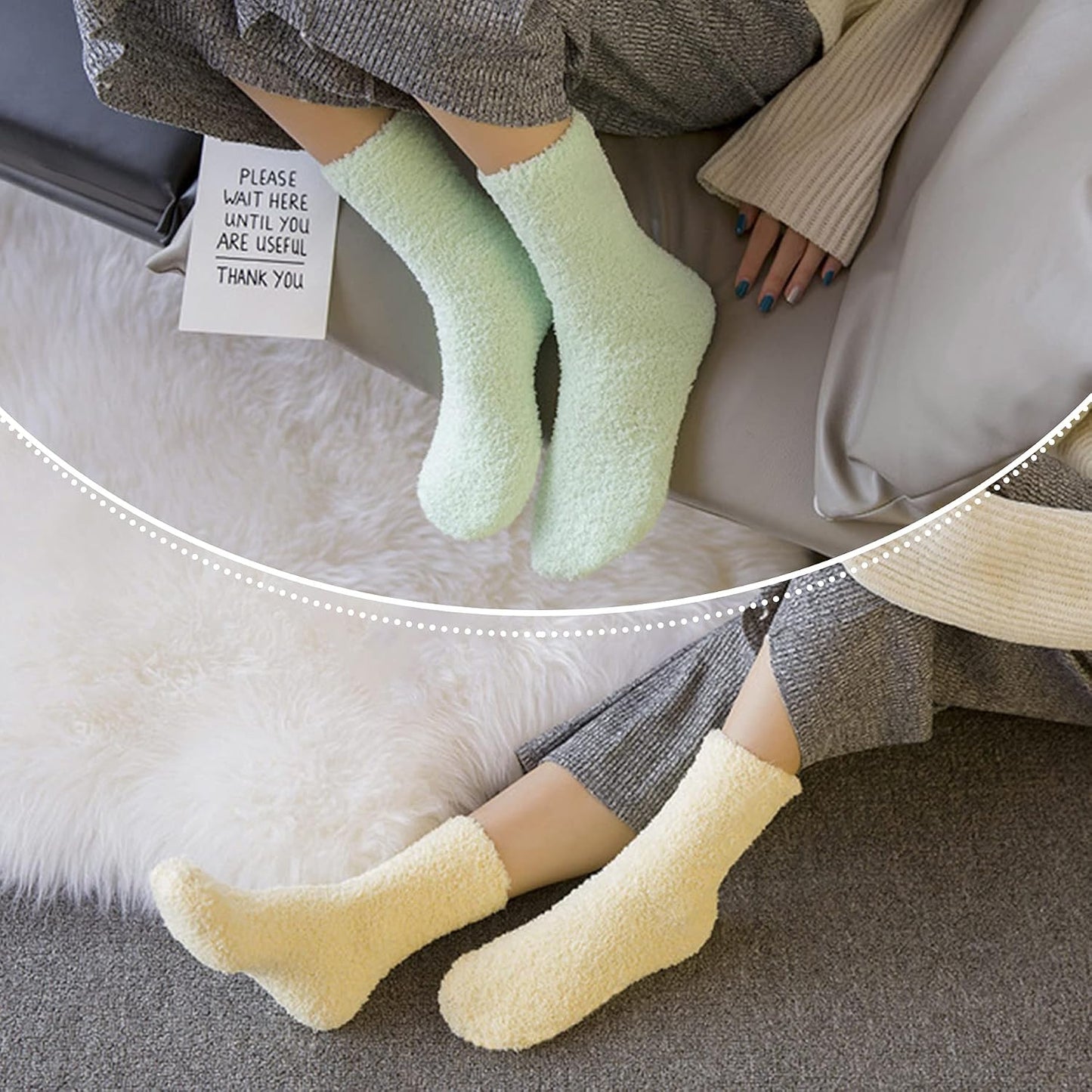 LINEMIN Womens Fuzzy Socks Cozy Fluffy Winter Warm Slipper Socks Microfiber Soft Home Sleeping Socks