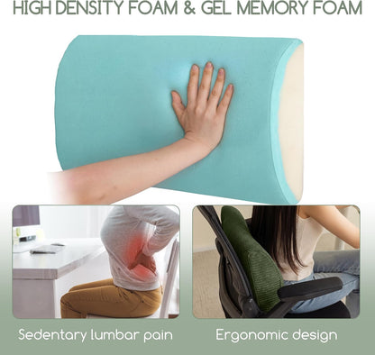 HIGOGOGO Lumbar Support Pillow for Recliner Chair/Accent Chair/Couch, Memory Foam Back Support Cushion for Elderly, Recliner Cushions for Back Rest, Pain Relief, Reading, Washable Cover, Dark Grey