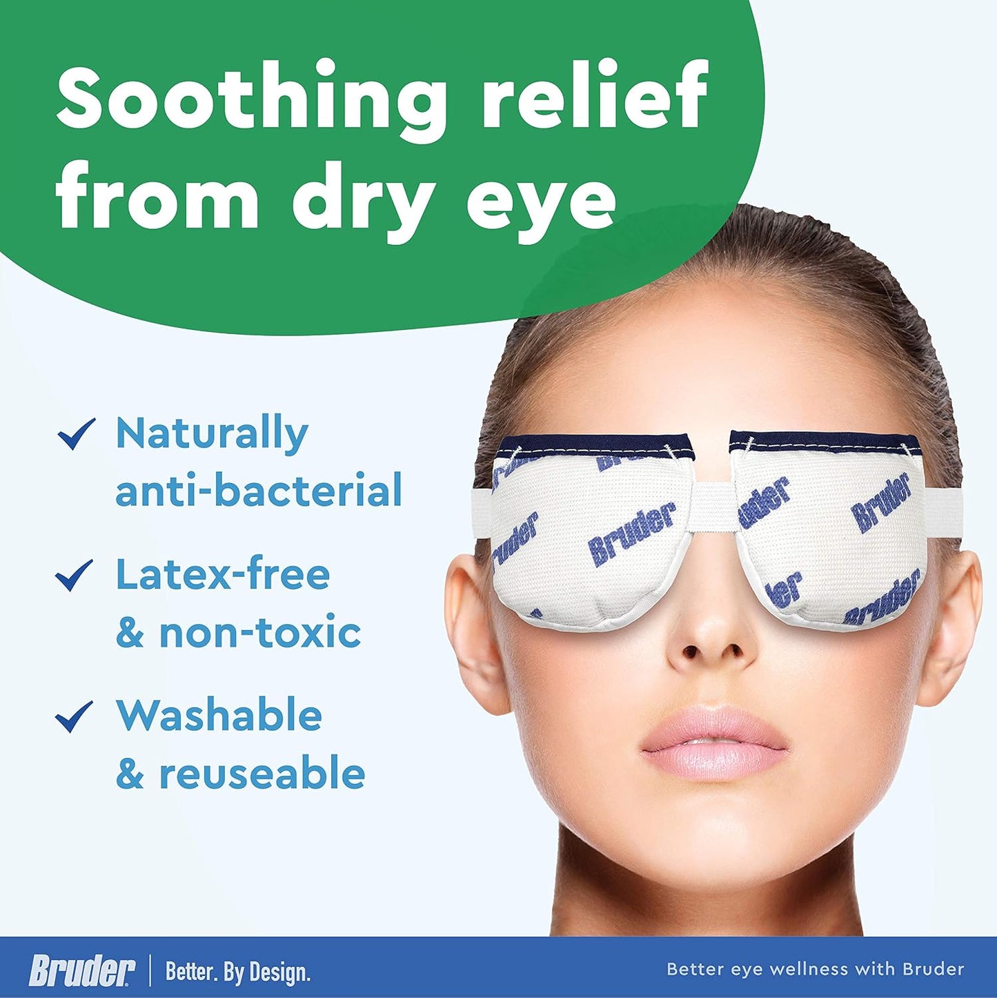 Bruder Moist Heat Compress | Microwave Activated Mask | Reusable, Washable, Non-allergenic | Fast Acting Relief for Dry Eye and Other Irritations | (Pack of 2)