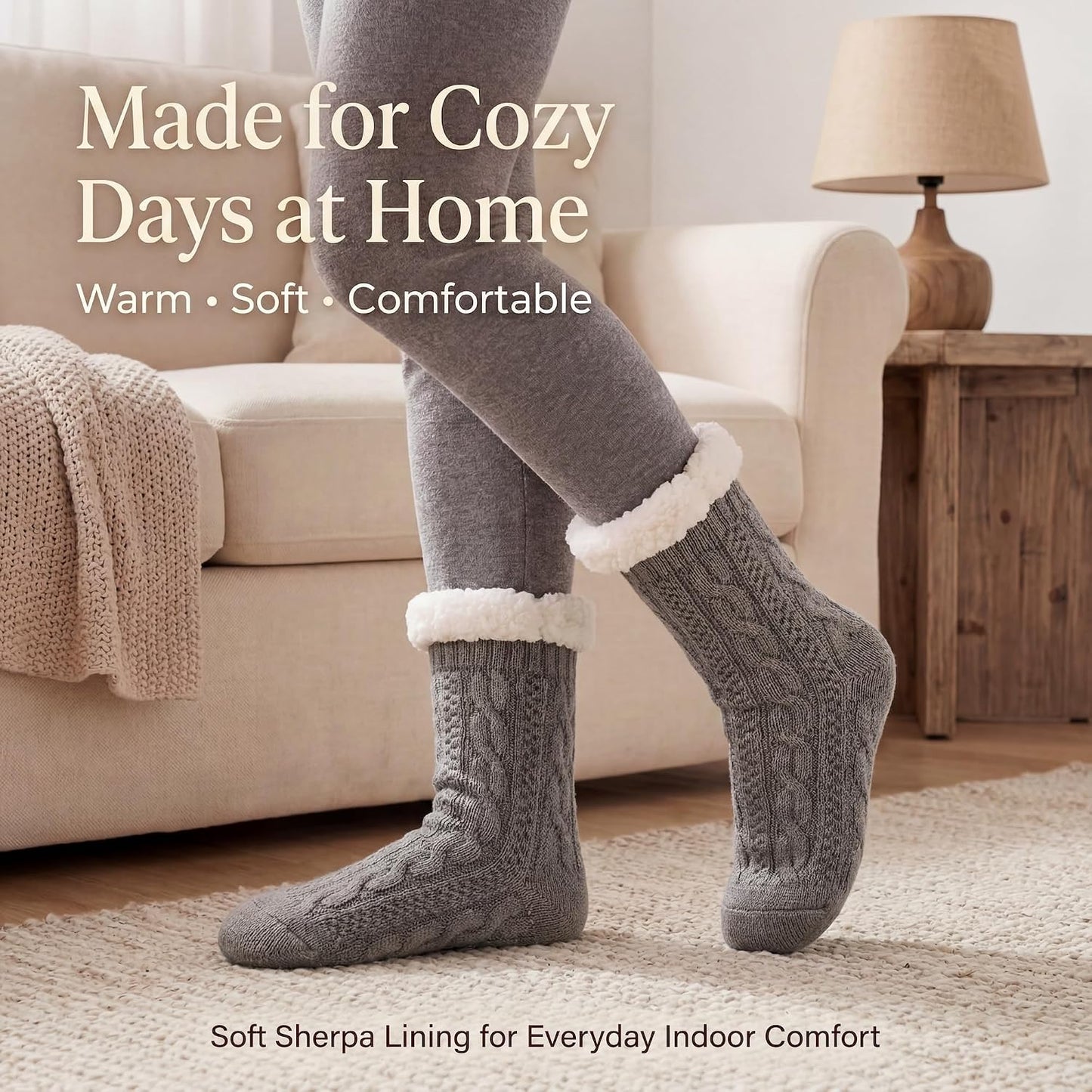 Cozylook Fuzzy Slipper Socks for Women with Grips Warm Cozy Soft Non-Slip Winter Socks Cozy Gift Idea