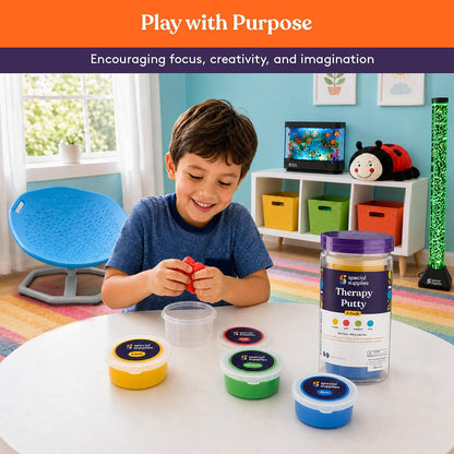 Special Supplies Therapy Putty for Kids and Adults - Resistive Hand Exercise Stress Relief Therapy Putty Kit, Set of 4 Strengths, Three Ounces of Each Putty