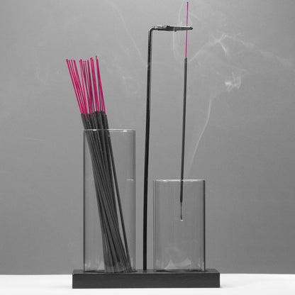 2 in 1 Incense Burner Holder for Sticks,Glass Incense Holder with Storage,Upside Down Incense Holder for Sticks with Glass Ash Catcher for Meditation Yoga Spa Room Home Decor[Full Black]