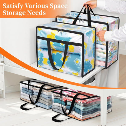 SpaceTrove Clear Storage Bags, 4-Pack Under Bed and Closet Organizers 40L