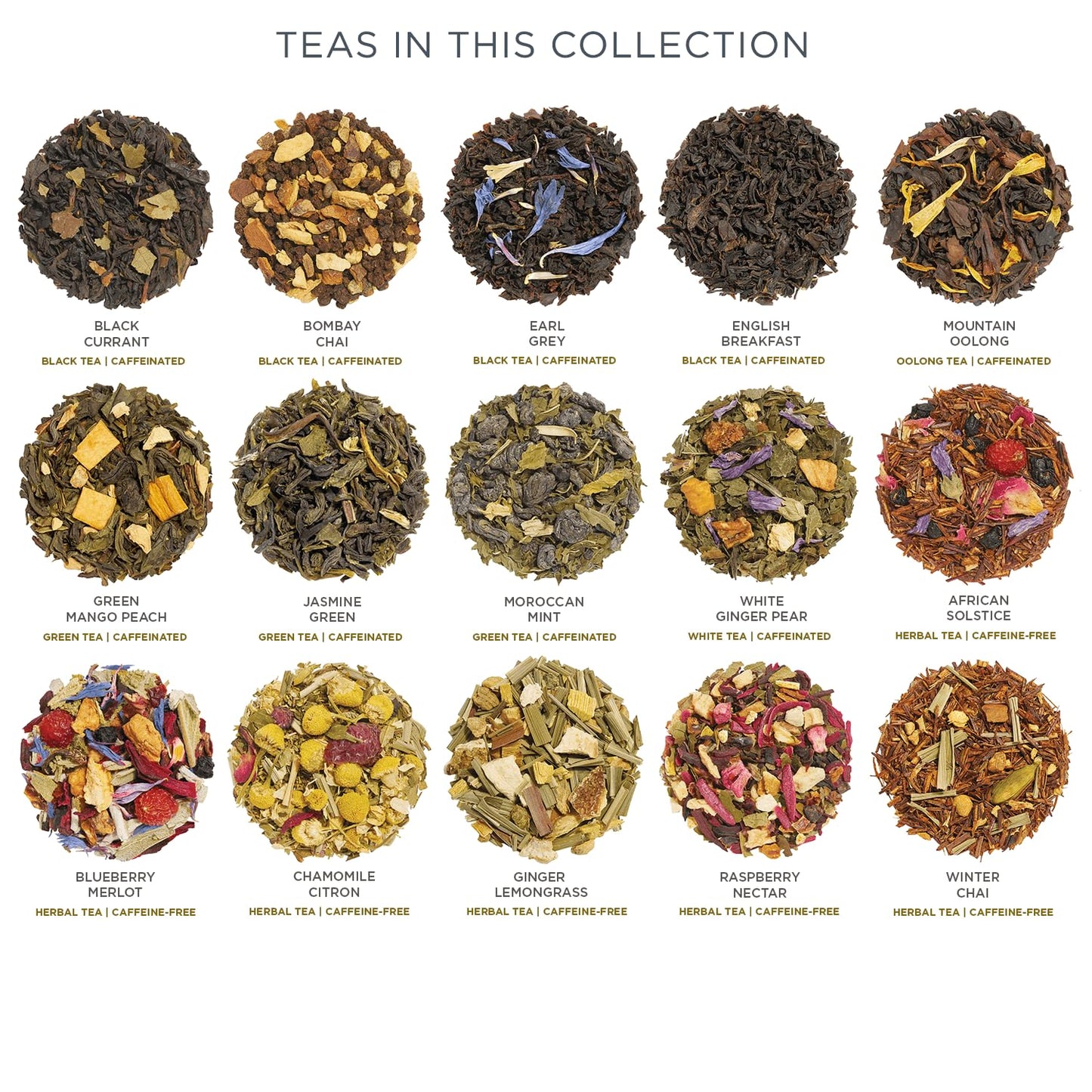 Tea Forte Single Steeps Tea Sampler, Green Tea, 15 Pouches