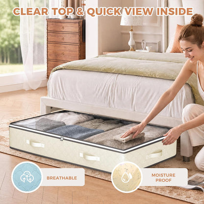 Budding Joy 95L Under Bed Storage Containers, 4 Pack Closet Organizers Grey
