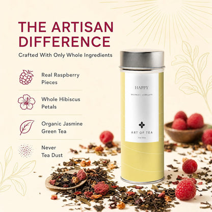 Art of Tea Organic French Lemon Ginger 1.5oz Loose Leaf Tea Tin, Caffeine Free Herbal Tea, Organic Rooibos & Lemongrass Ginger Tea, Premium Loose Leaf Herbal Tea for Relaxation & Digestion