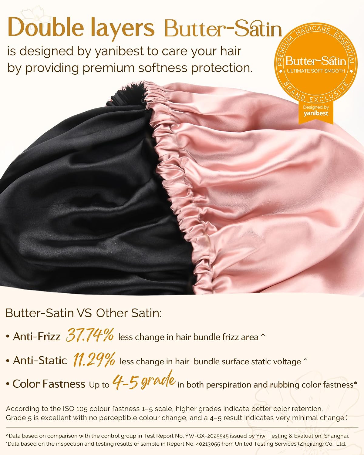 YANIBEST Adjustable Satin Bonnet Double Layer Hair Bonnet for Sleeping Bonnets for Women Hats Curly Natural Hair, Blush Pink