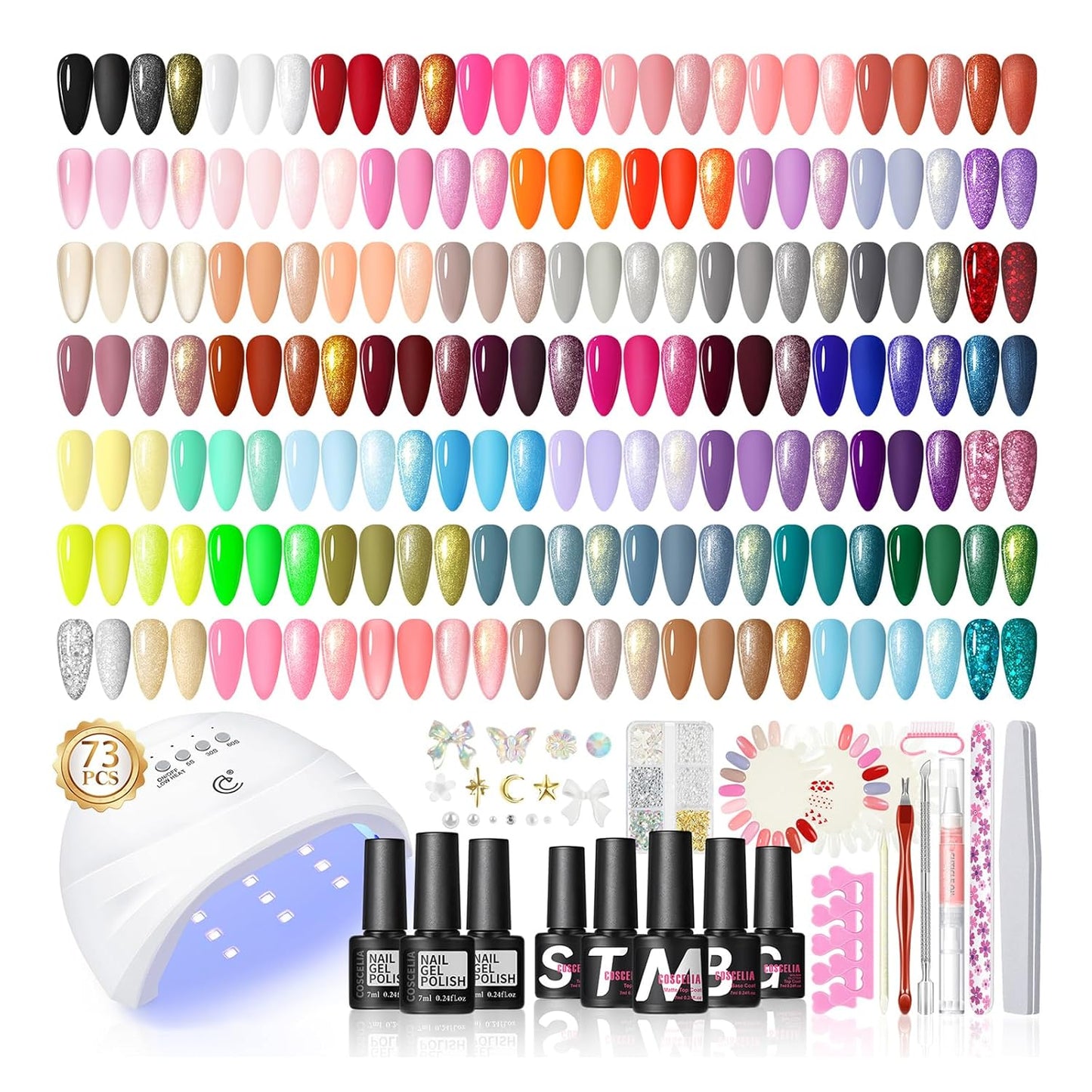 COSCELIA 53pcs Gel Nail Polish Kit with U V light and Drill Starter Kit 35 Colors Gel Nail Polish with 5pcs Top Base Coat Nail Art Professional Gel Manicure Kits Gifts for Women Teens Girls