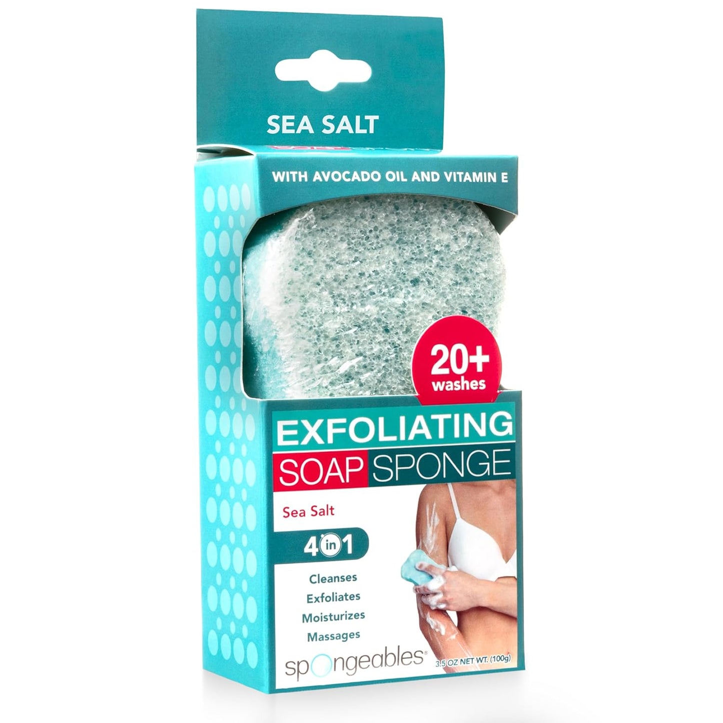 Spongeables Body Wash in a 20+ Wash Sponge, Sea Salt, 3 Count