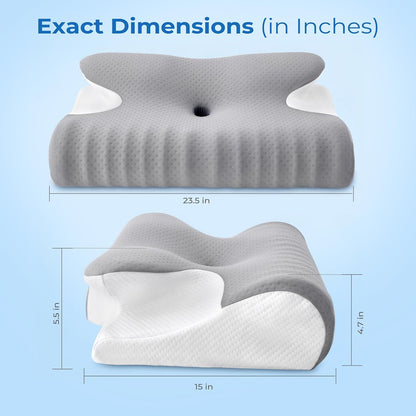 BDEUS Ergonomic Cervical Pillow for Side Sleepers, 2-in-1 Contour Orthopedic Memory Foam Pillow for Neck Shoulder Pain Relief, Sleep Apnea, Anti Snore, Pillow with Arm Rest, Head Cradle, Grey