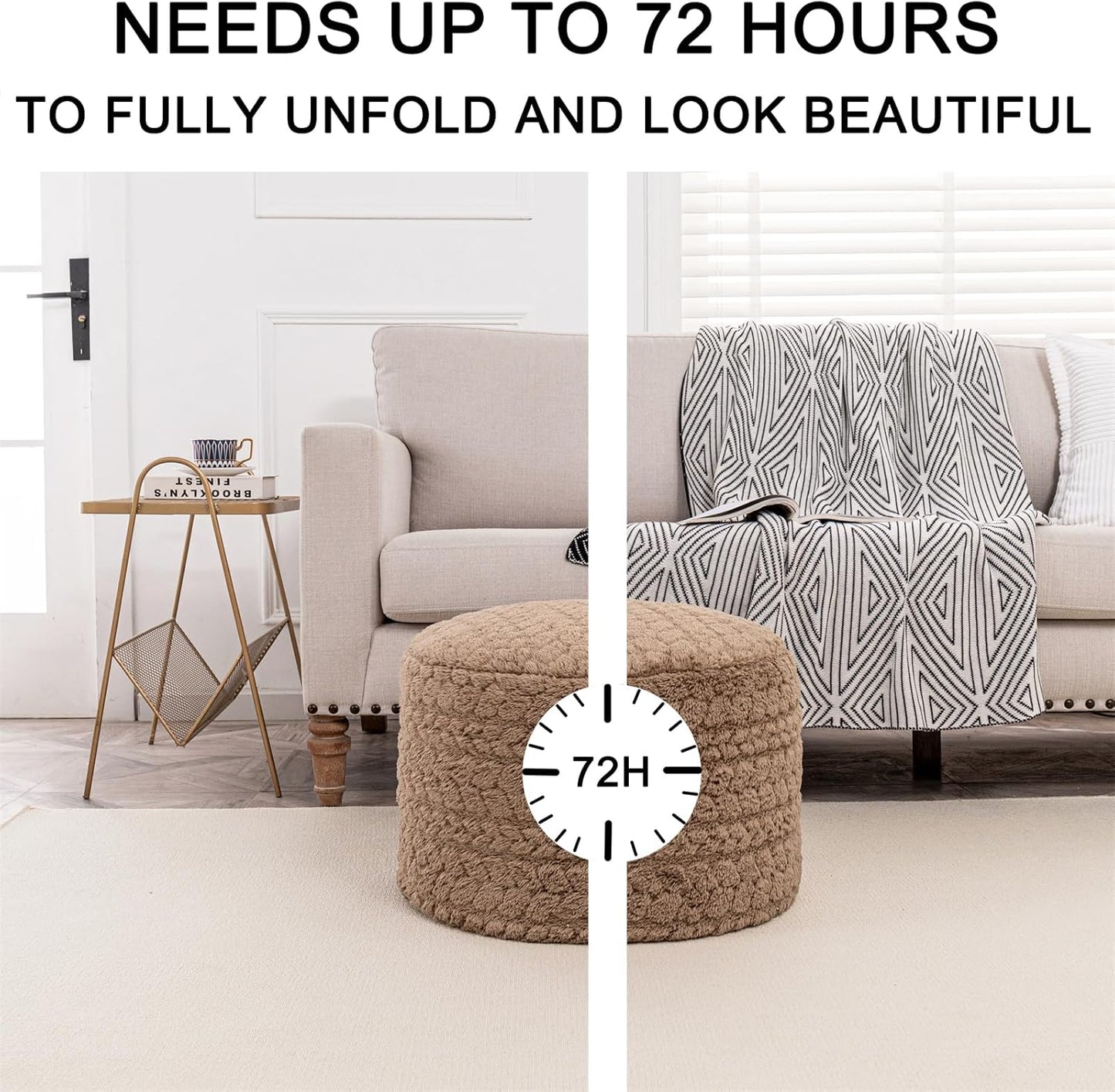 Round Pouf Ottoman 20 x 20 x 14 Inches Boho Poof Home Decor Floor Pouffe Ottoman Foot Rest for Couch Sofa Bean Bag Chairs Living Room Bedroom (Green)