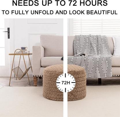 Round Pouf Ottoman 20 x 20 x 14 Inches Boho Poof Home Decor Floor Pouffe Ottoman Foot Rest for Couch Sofa Bean Bag Chairs Living Room Bedroom (Green)