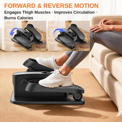 Under Desk Elliptical Exercise Machine, Quiet Seated Pedal Exerciser for Senior, Dual-Direction Elliptical Leg Exerciser with Monitor & Remote for Home Office, 12 Manual Speeds & 12 Auto Modes