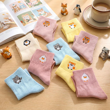 Eurzom 10 Pairs Socks Womens Crew Elastic Ankle Length Cotton Socks Aesthetic Cute Lightweight Low Cut Gifts for Women - Colors B